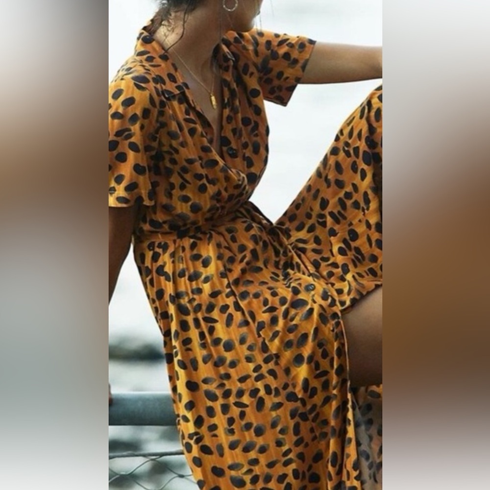 Antropologie Porridge dress Leopard Print Wrap Dress